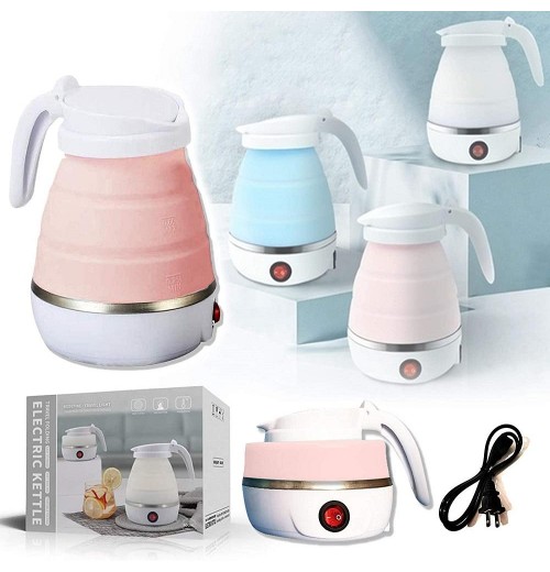 CHRT Portable Teapot Water Heater 0.6L 600W 110/220V Foldable Electric Kettle For Travel Home Tea Pot Water Kettle Silica Gel