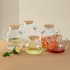 Set of 5pcs Glass Tea Sets High Borosilicate Heat Resistant Glass Teapot Glass Tea Kettle Pitcher with Wooden Cover Clear Teapot