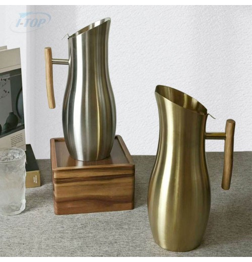 Kitchen Restaurant wholesale ice tube tea metal pouring water pitcher Stainless Steel Water Pitcher